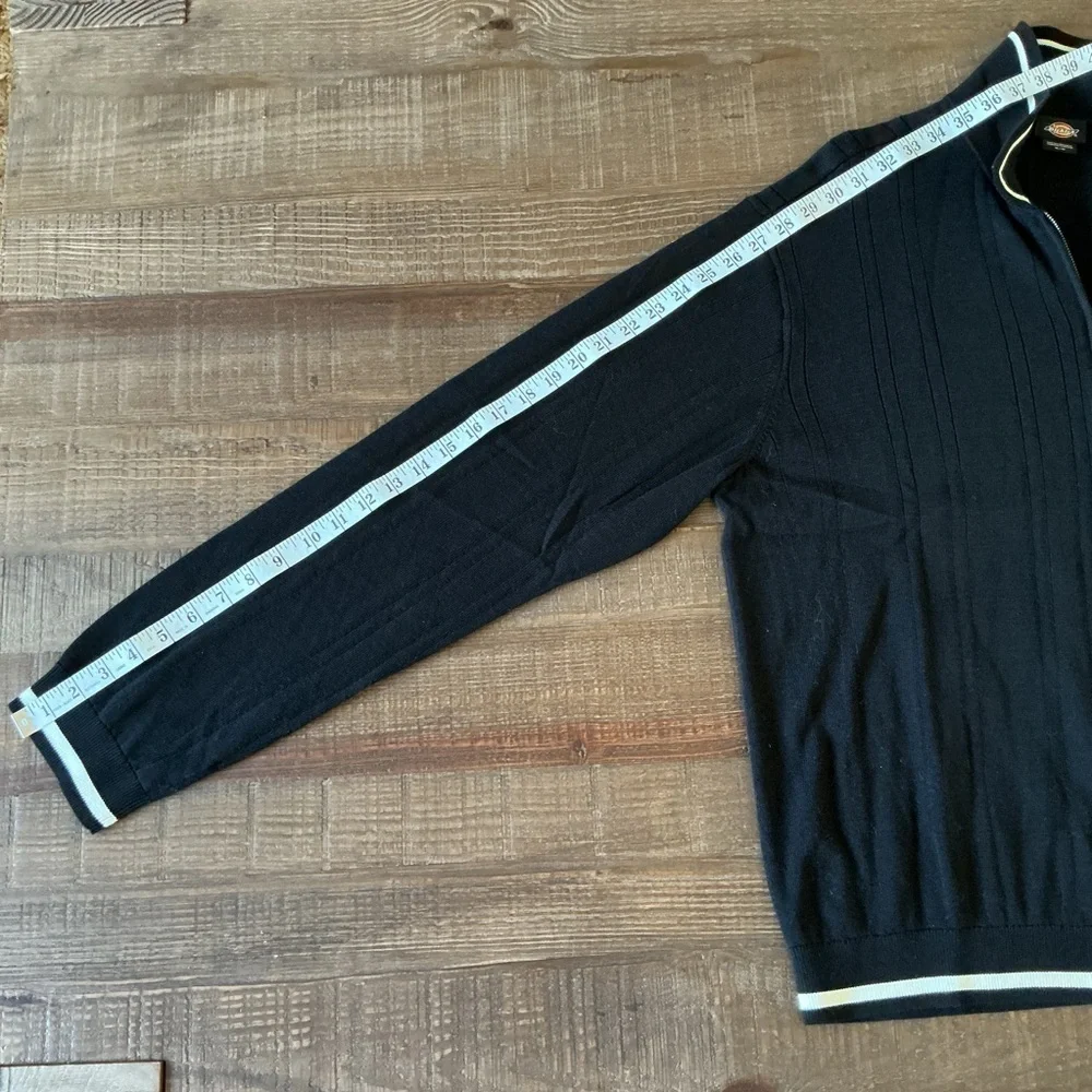 Dickies Men's Black White Details Lewistown Cardigan Zip Up Sweater Size XL